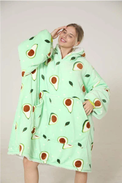 Lazy Avocado Hoodie Blanket