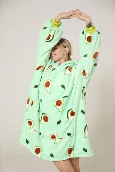 Lazy Avocado Hoodie Blanket