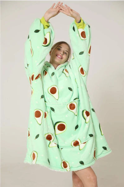 Lazy Avocado Hoodie Blanket