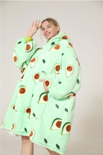 Lazy Avocado Hoodie Blanket