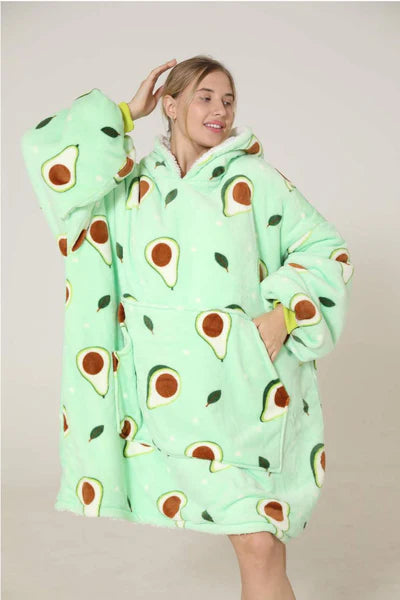 Lazy Avocado Hoodie Blanket