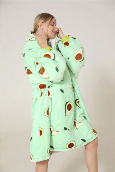 Lazy Avocado Hoodie Blanket