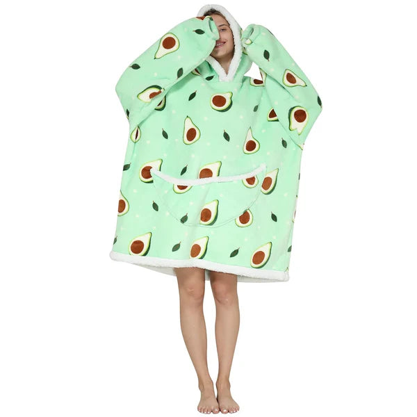 Lazy Avocado Hoodie Blanket