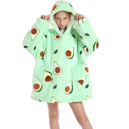 Kid Lazy Avocado Hoodie Blanket