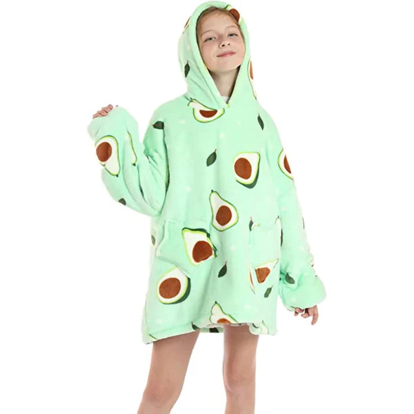 Kid Lazy Avocado Hoodie Blanket