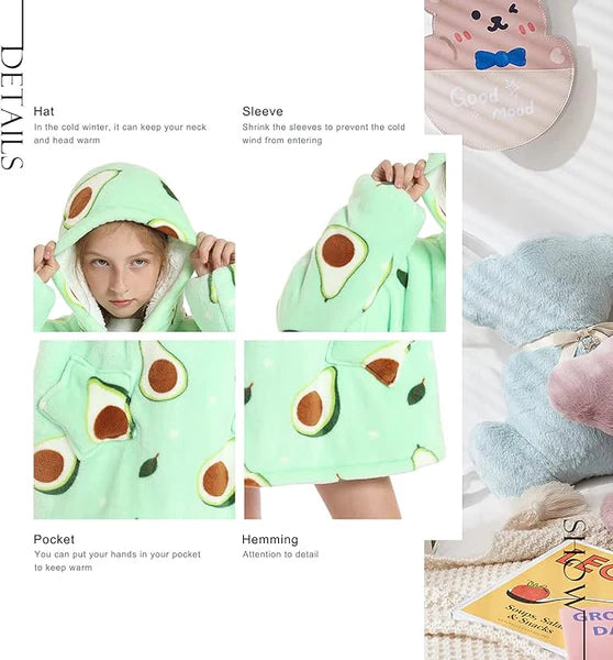 Kid Lazy Avocado Hoodie Blanket