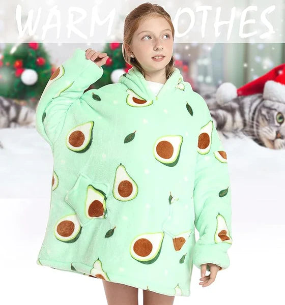 Kid Lazy Avocado Hoodie Blanket