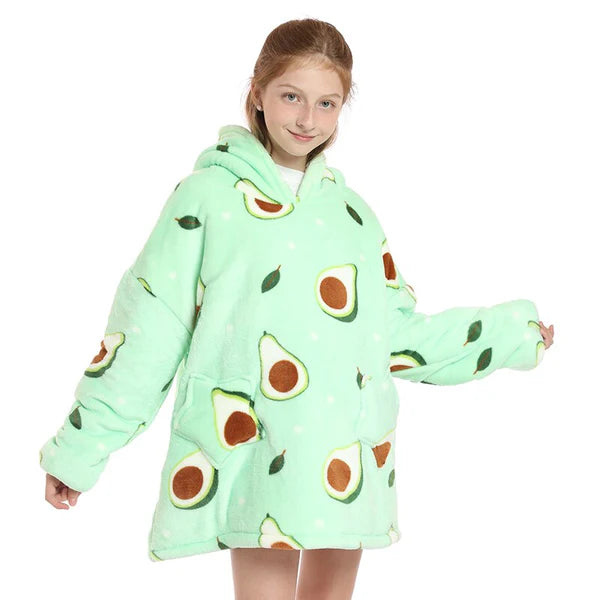 Kid Lazy Avocado Hoodie Blanket