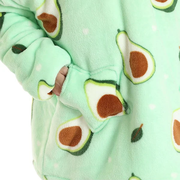 Kid Lazy Avocado Hoodie Blanket