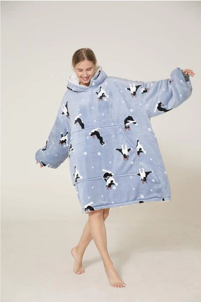 Lazy French Bulldog Hoodie Blanket