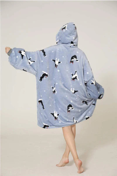 Lazy French Bulldog Hoodie Blanket