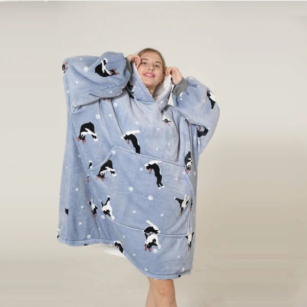 Lazy French Bulldog Hoodie Blanket