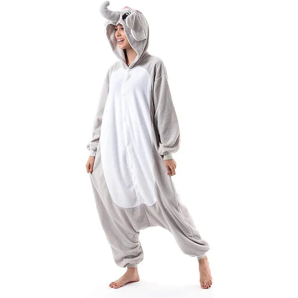 Unisex Animal Pyjamas - Grey Elephant