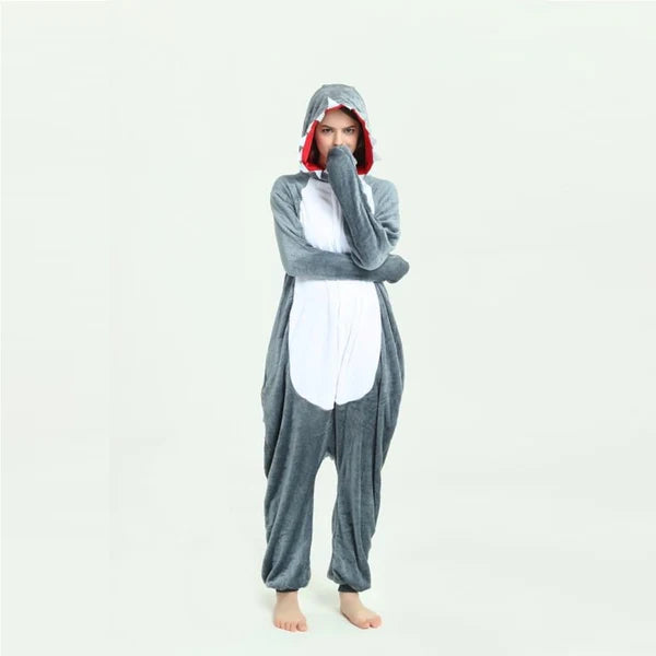 Unisex Animal Pyjamas - Grey Shark