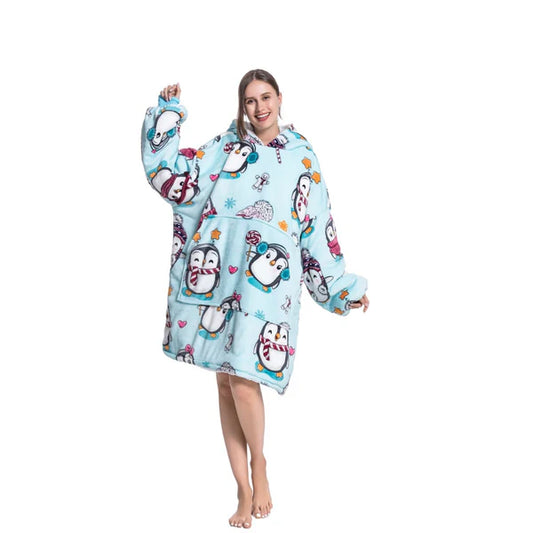 Lazy Penguin Hoodie Blanket