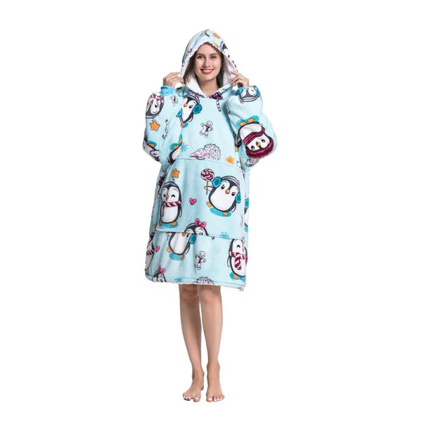 Lazy Penguin Hoodie Blanket