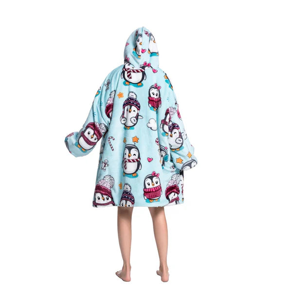 Lazy Penguin Hoodie Blanket