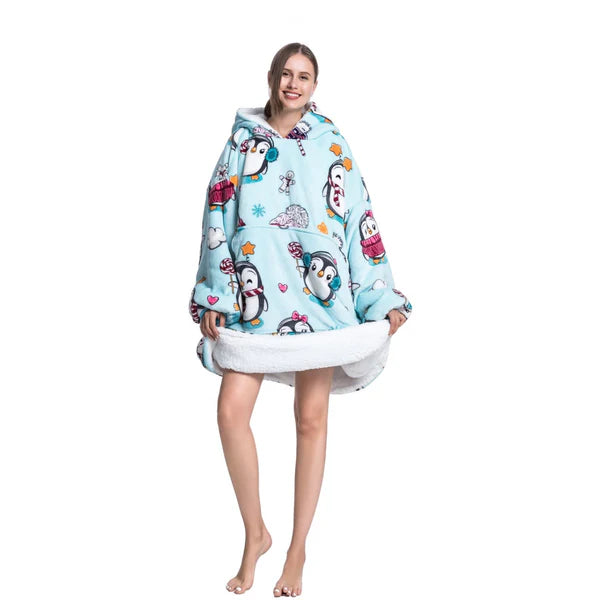 Lazy Penguin Hoodie Blanket