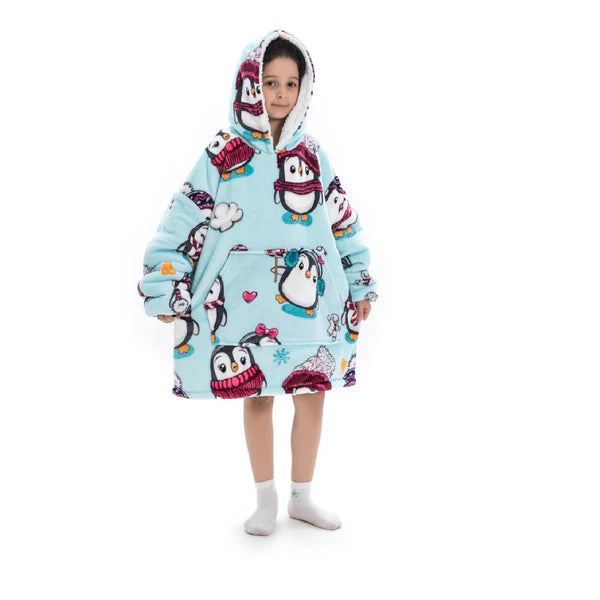 Kid Lazy  Penguin Hoodie Blanket