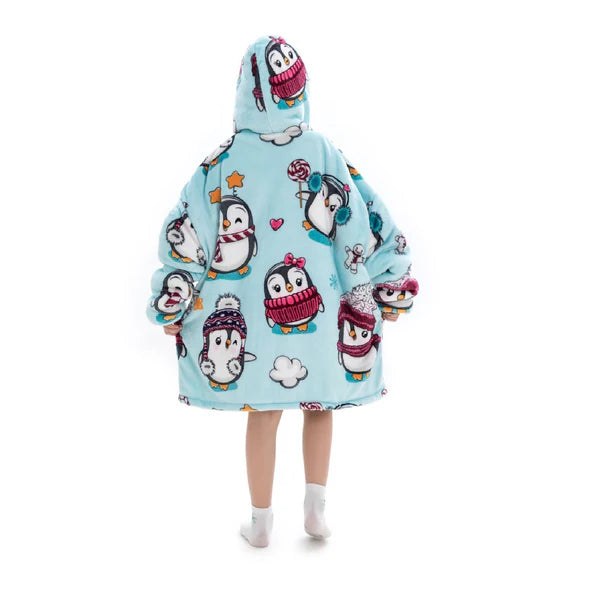 Kid Lazy  Penguin Hoodie Blanket