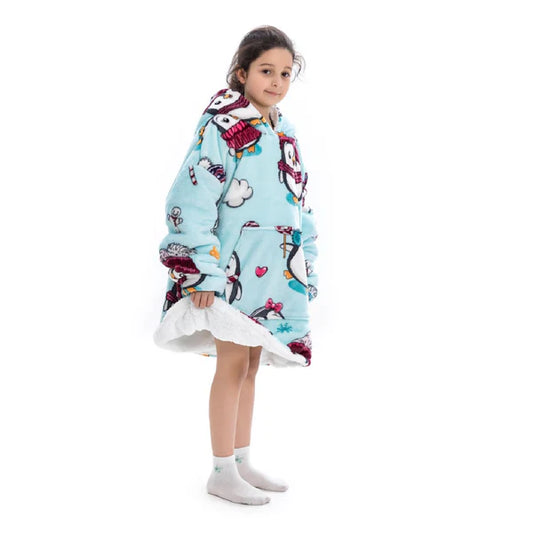 Kid Lazy  Penguin Hoodie Blanket