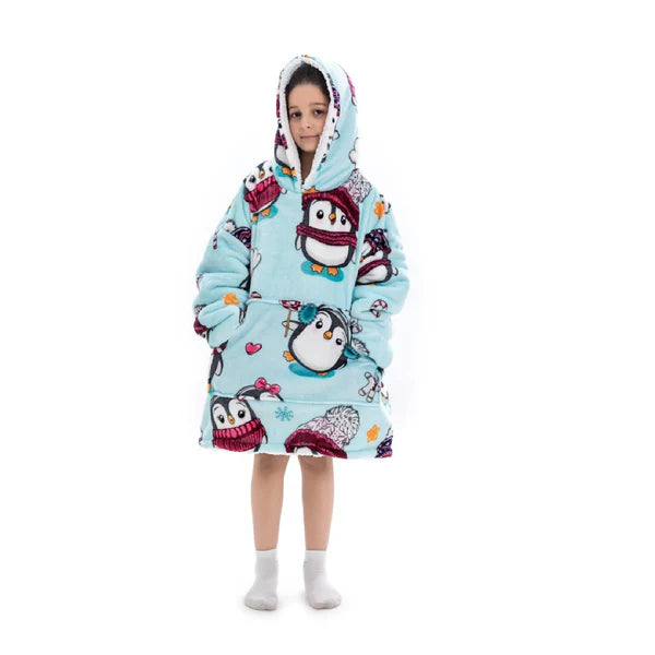 Kid Lazy  Penguin Hoodie Blanket