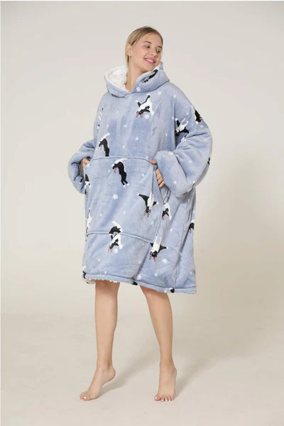 Lazy French Bulldog Hoodie Blanket