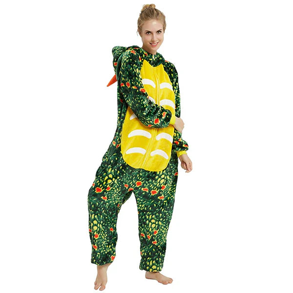 Unisex Animal Pyjamas - Green  Dinosaur