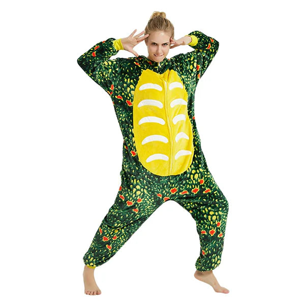 Unisex Animal Pyjamas - Green  Dinosaur