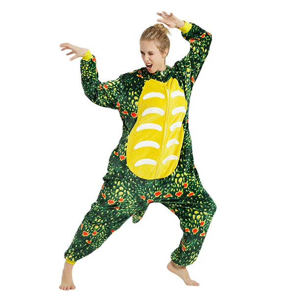 Unisex Animal Pyjamas - Green  Dinosaur