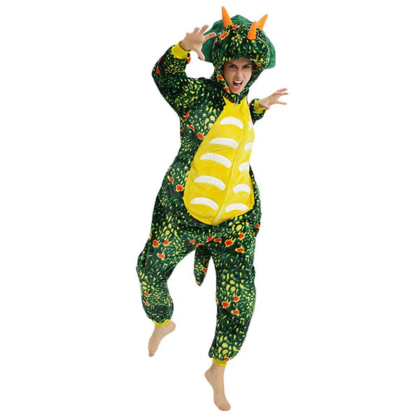 Unisex Animal Pyjamas - Green  Dinosaur