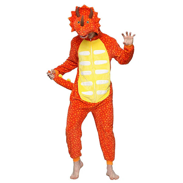 Unisex Animal Pyjamas - Orange  Dinosaur