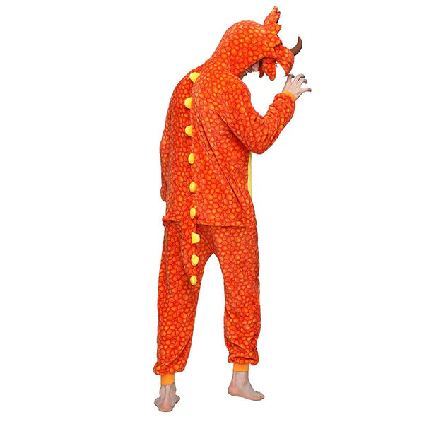 Unisex Animal Pyjamas - Orange  Dinosaur