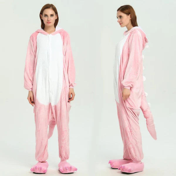 Unisex Animal Pyjamas - Pink Dinosaur